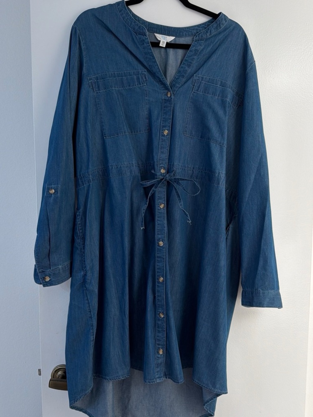 Denim Shirt Dress - Blue